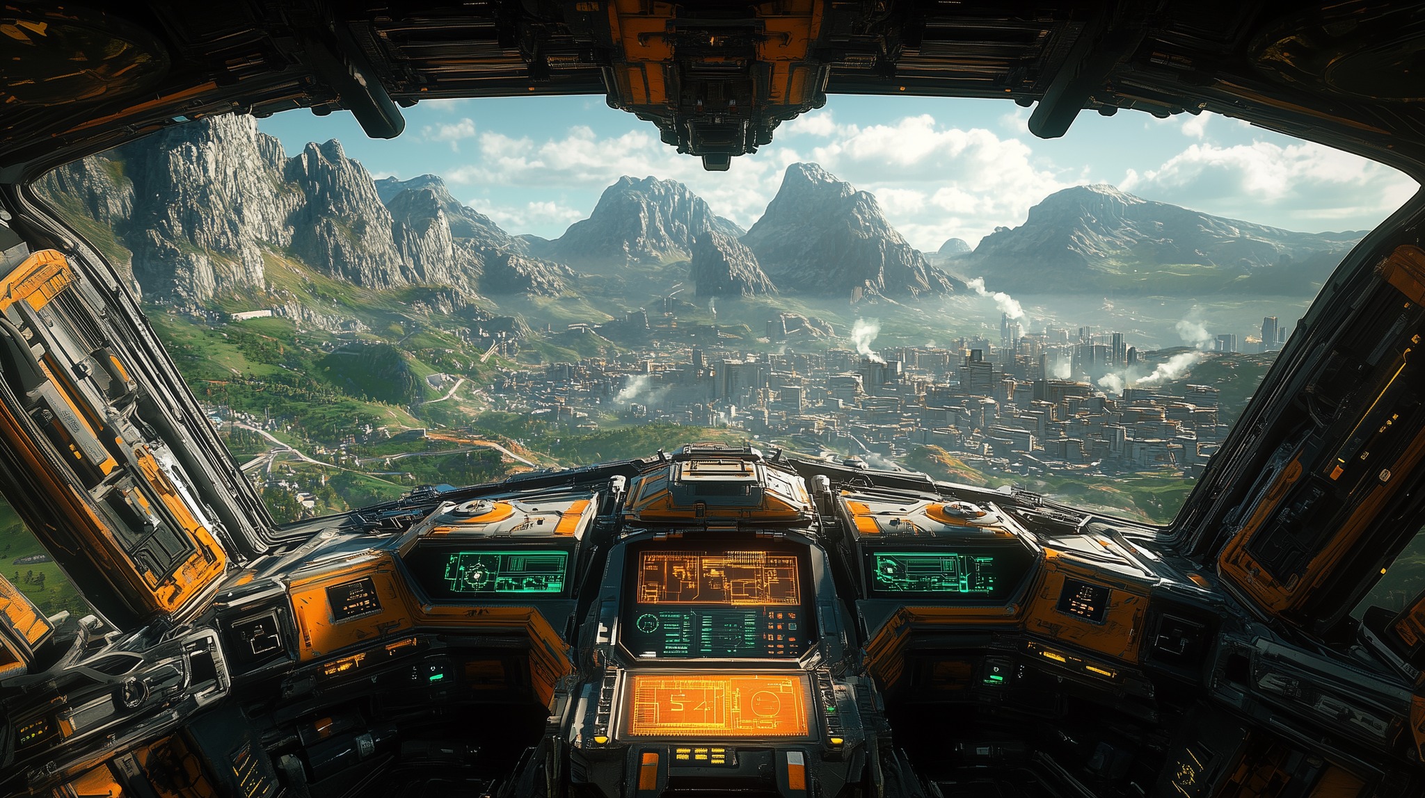 This meme is a humorous image of a futuristic cockpit with a cityscape and mountains outside the window. The image is captioned "I told you I was a pilot" in a bold, playful font. The meme is likely being used to express a sense of accomplishment or pride in a fictional or real-life situation.